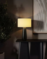 Sierra Wooden Accent Table Lamp with Linen Shade Organic Wood Base Desk Light