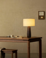 Sierra Wooden Accent Table Lamp with Linen Shade Organic Wood Base Desk Light