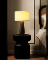 Sierra Wooden Accent Table Lamp with Linen Shade Organic Wood Base Desk Light