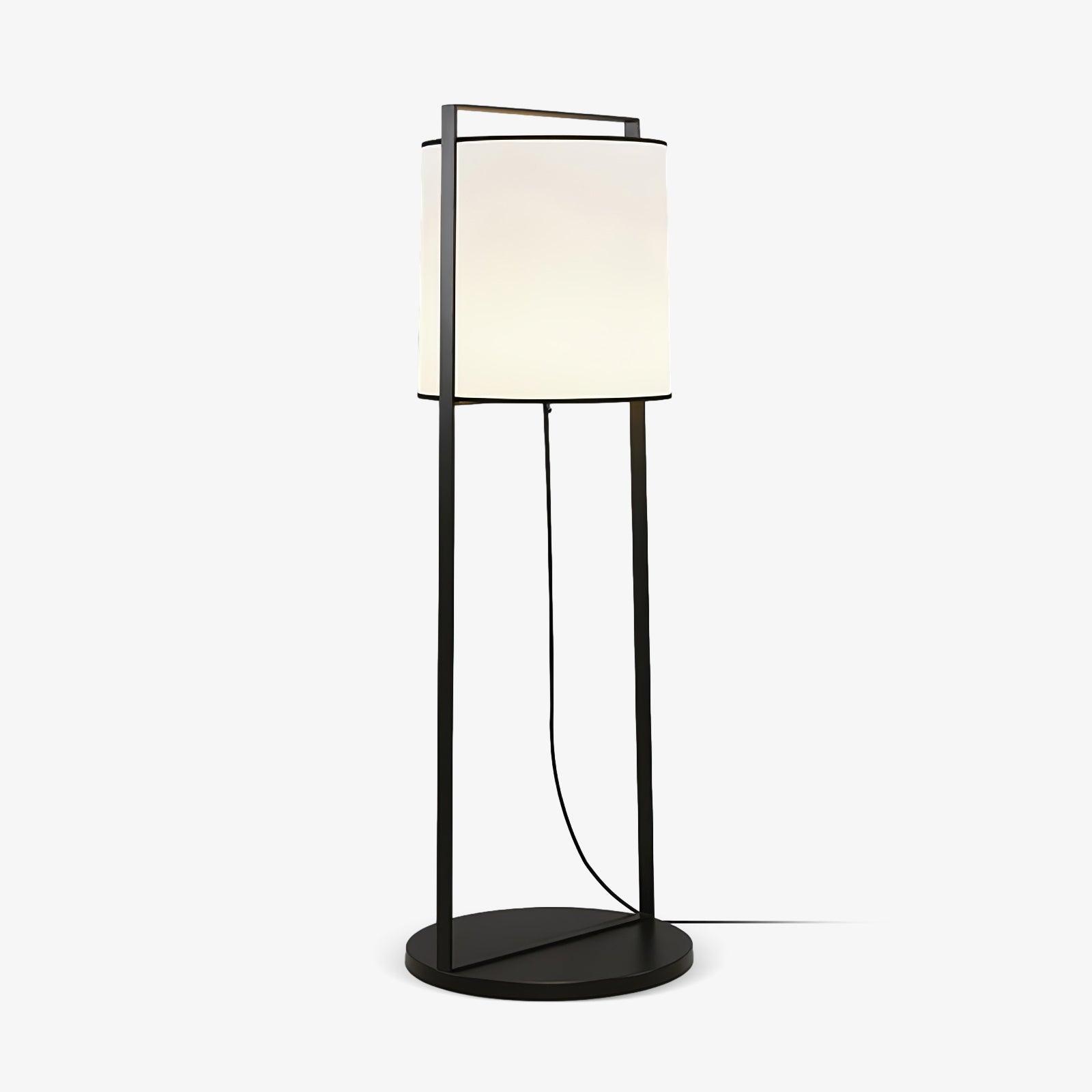 Modern Silhouette Textile Floor Lamp with Fabric Shade and Metal Frame Standing Lighting