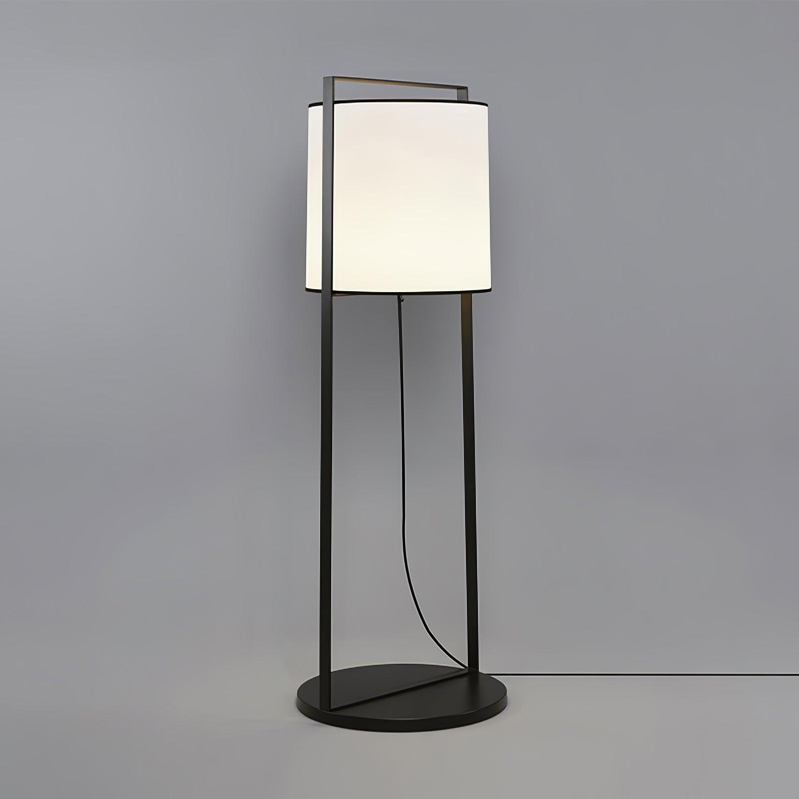 Modern Silhouette Textile Floor Lamp with Fabric Shade and Metal Frame Standing Lighting