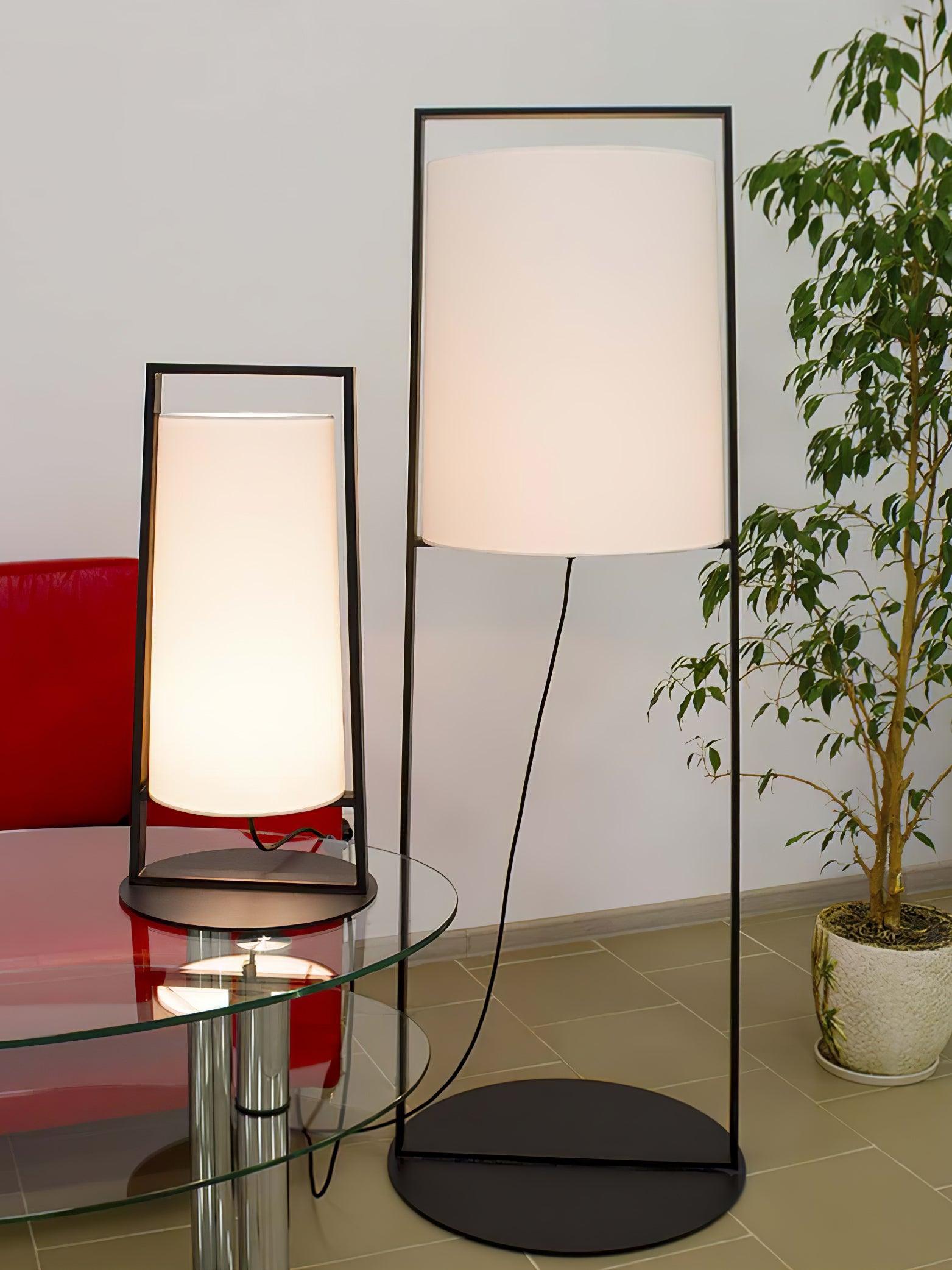 Modern Silhouette Textile Floor Lamp with Fabric Shade and Metal Frame Standing Lighting
