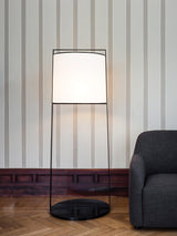 Modern Silhouette Textile Floor Lamp with Fabric Shade and Metal Frame Standing Lighting