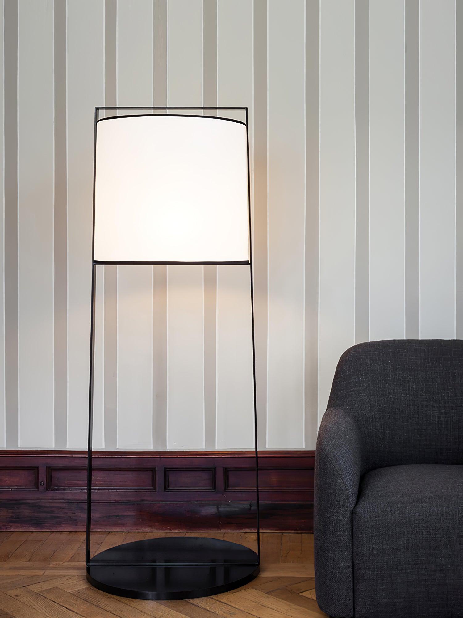 Modern Silhouette Textile Floor Lamp with Fabric Shade and Metal Frame Standing Lighting