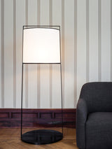 Modern Silhouette Textile Floor Lamp with Fabric Shade and Metal Frame Standing Lighting