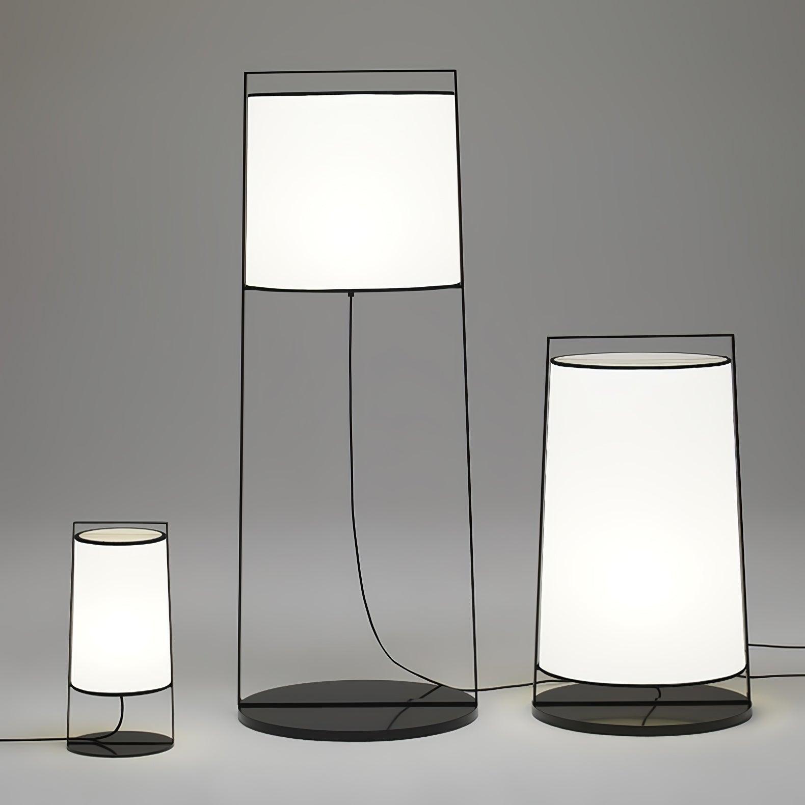 Modern Silhouette Textile Floor Lamp with Fabric Shade and Metal Frame Standing Lighting