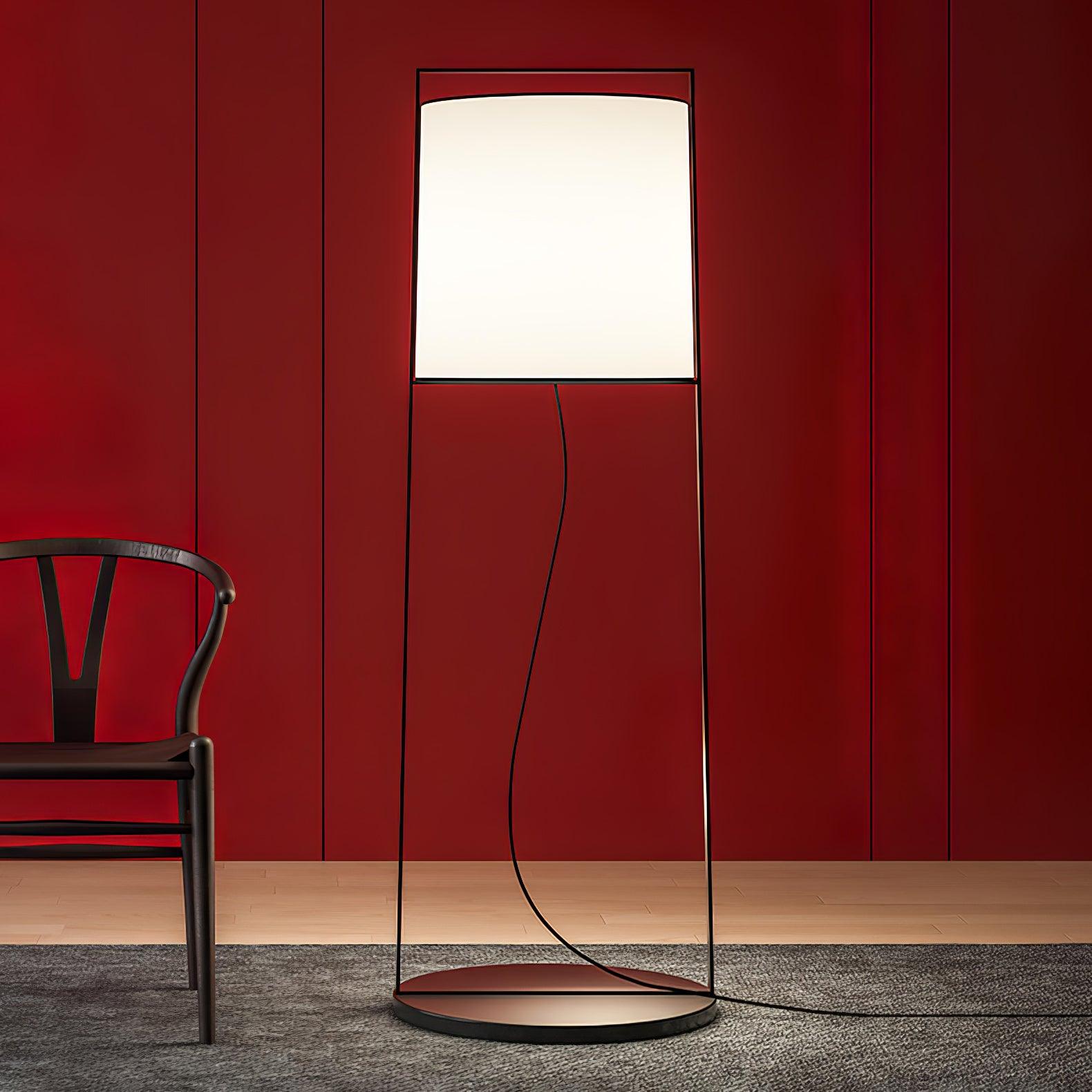Modern Silhouette Textile Floor Lamp with Fabric Shade and Metal Frame Standing Lighting