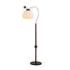 Modern Silk Globe Standing Floor Lamp with Walnut Wood Frame and Soft Ambient Light