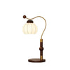 Modern Silk Globe Table Lamp with Walnut Wood Base and Gold Hardware