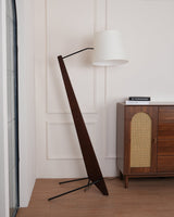 Modern Silva Giant Architectural Wood Floor Lamp with Fabric Shade
