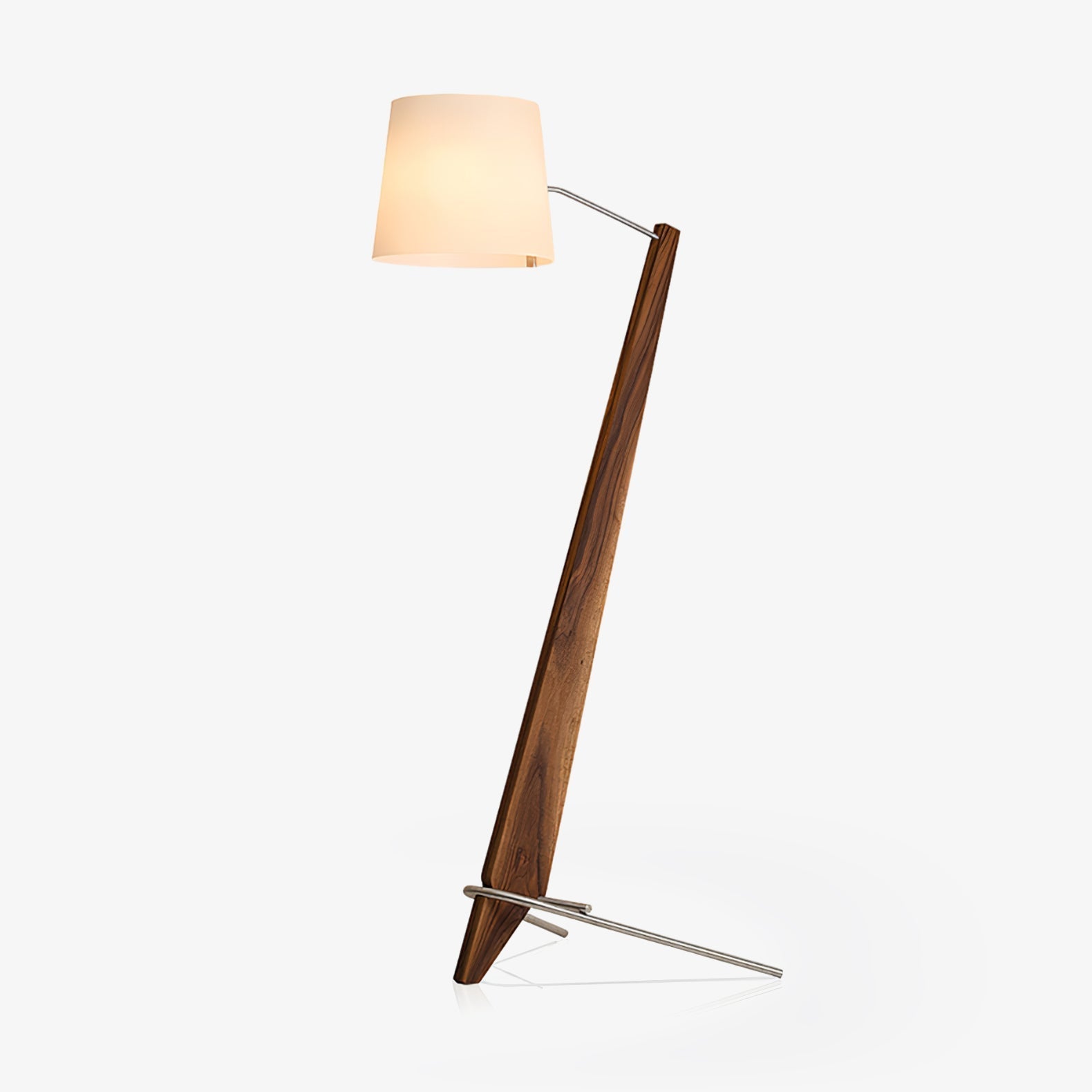 Modern Silva Giant Architectural Wood Floor Lamp with Fabric Shade