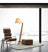 Modern Silva Giant Architectural Wood Floor Lamp with Fabric Shade