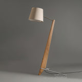 Modern Silva Giant Architectural Wood Floor Lamp with Fabric Shade