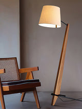 Modern Silva Giant Architectural Wood Floor Lamp with Fabric Shade