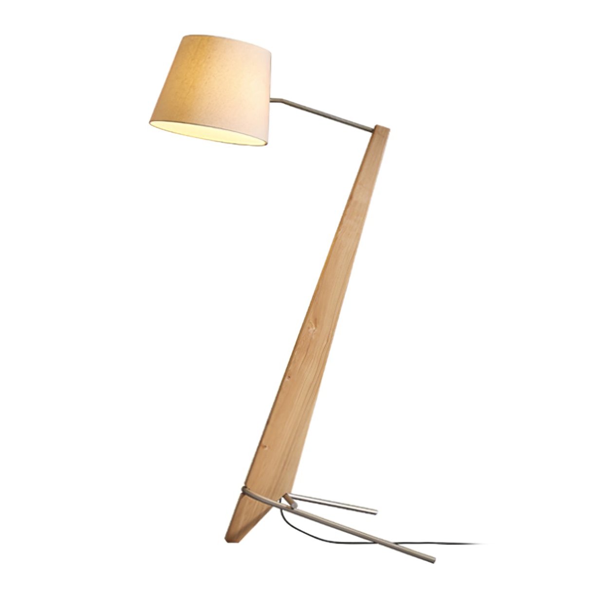 Modern Silva Giant Architectural Wood Floor Lamp with Fabric Shade