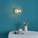 Modern Industrial Brass Flush Mount Ceiling Light with Clear Glass Shade and Knurled Detail
