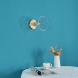 Modern Industrial Brass Flush Mount Ceiling Light with Clear Glass Shade and Knurled Detail