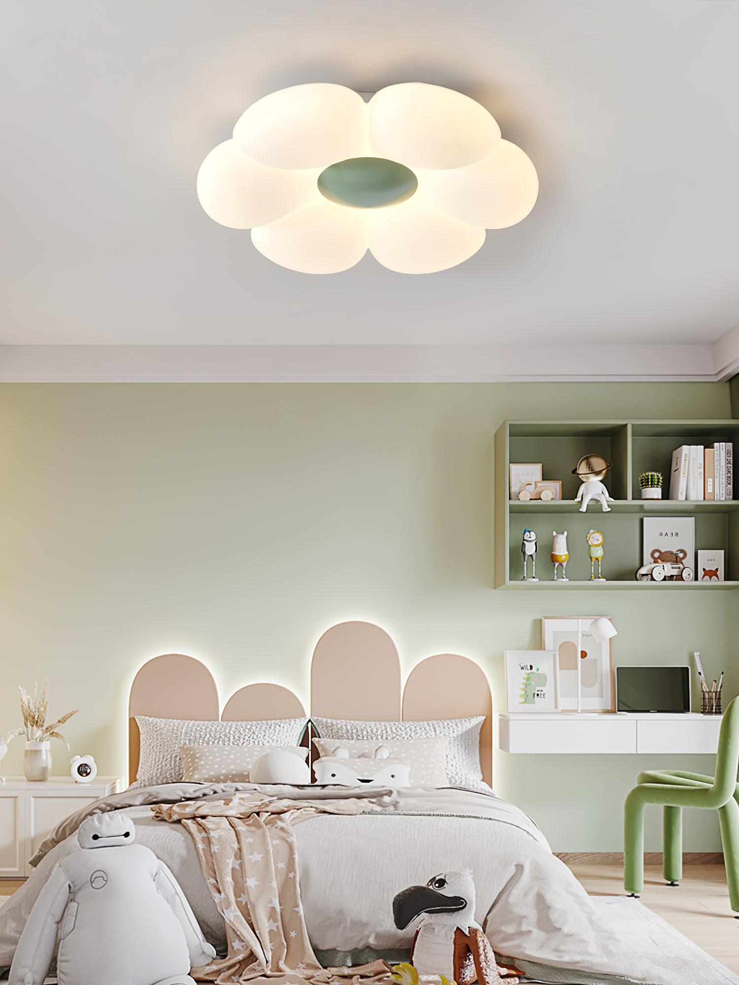 Blooming Six Petal Flower LED Flush Mount Ceiling Lamp for Nursery and Kids Rooms