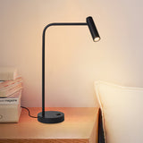 Contemporary Skinny LED Bedside Table Lamp with Slender Cylindrical Light in Metal
