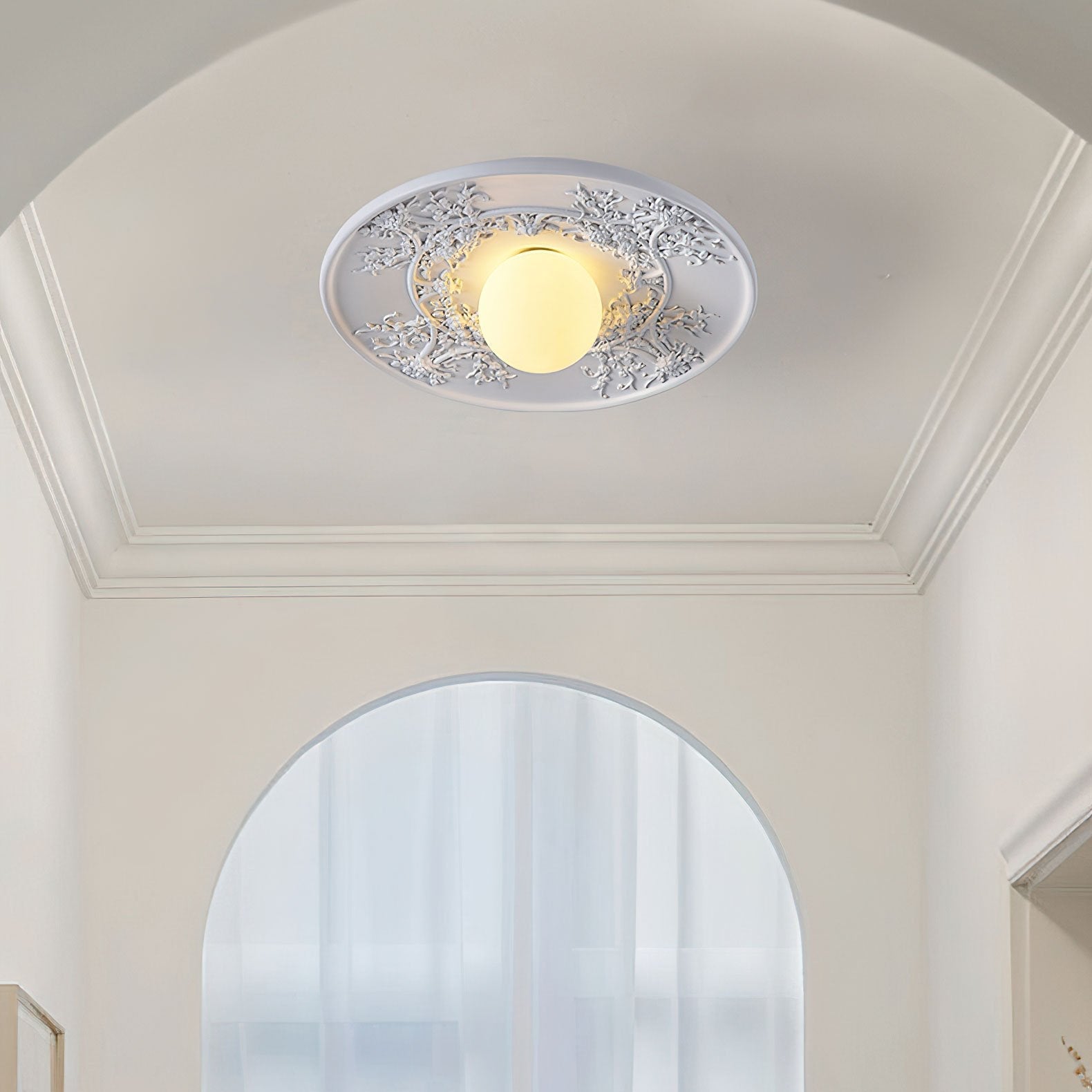 vintage-french-style-white-floral-resin-semi-flush-mount-ceiling-light