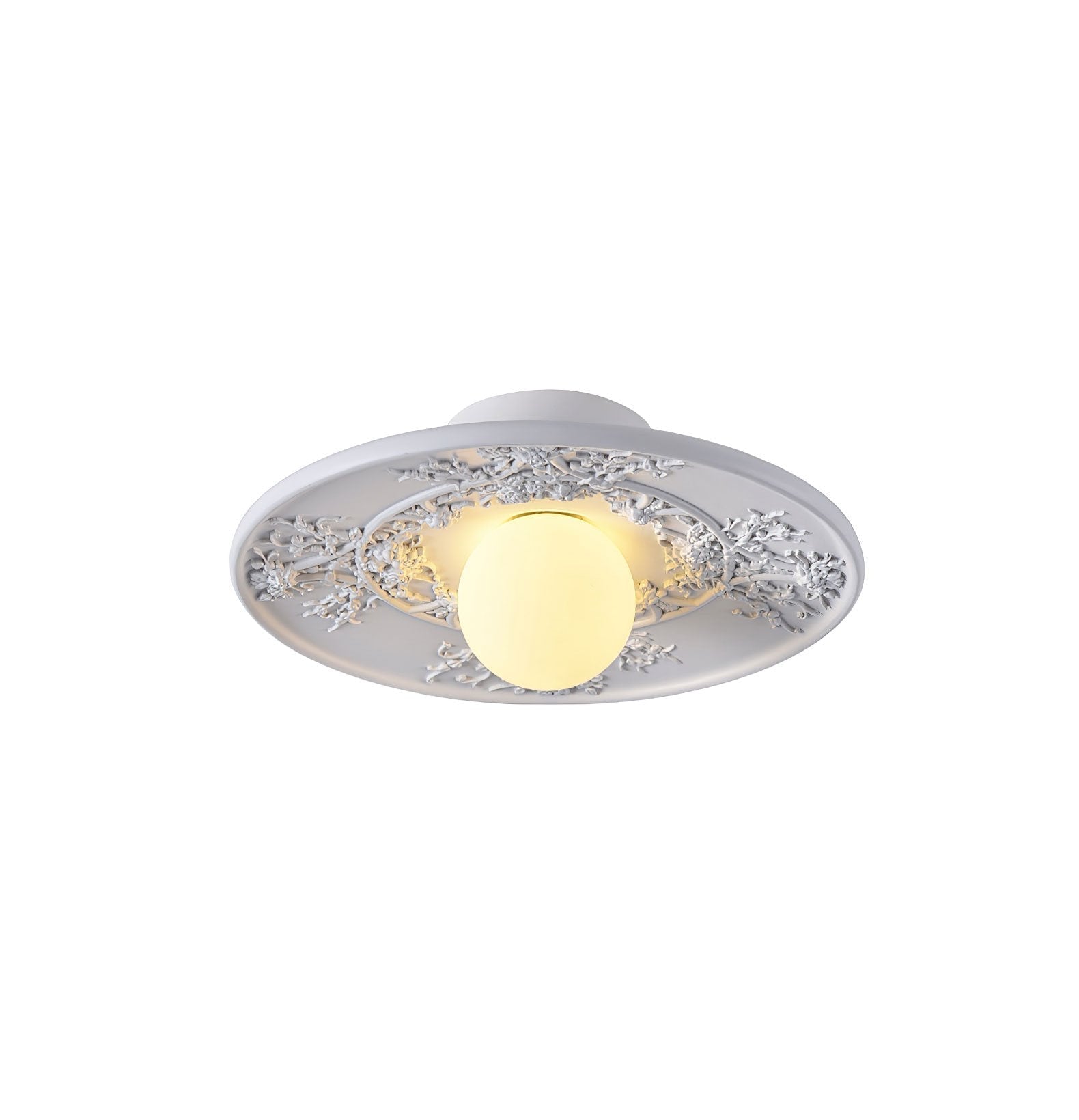 vintage-french-style-white-floral-resin-semi-flush-mount-ceiling-light