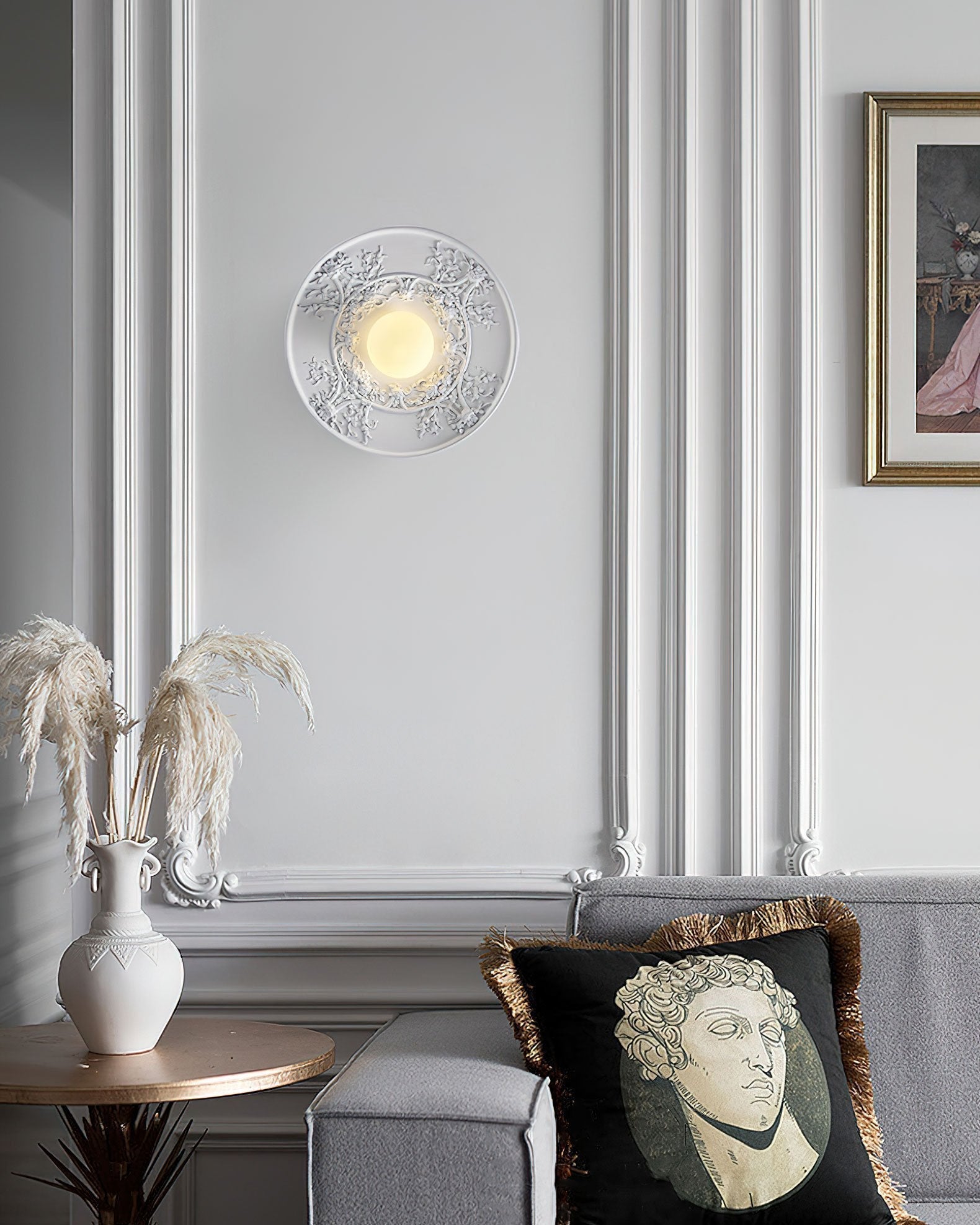 vintage-french-style-white-floral-resin-semi-flush-mount-ceiling-light