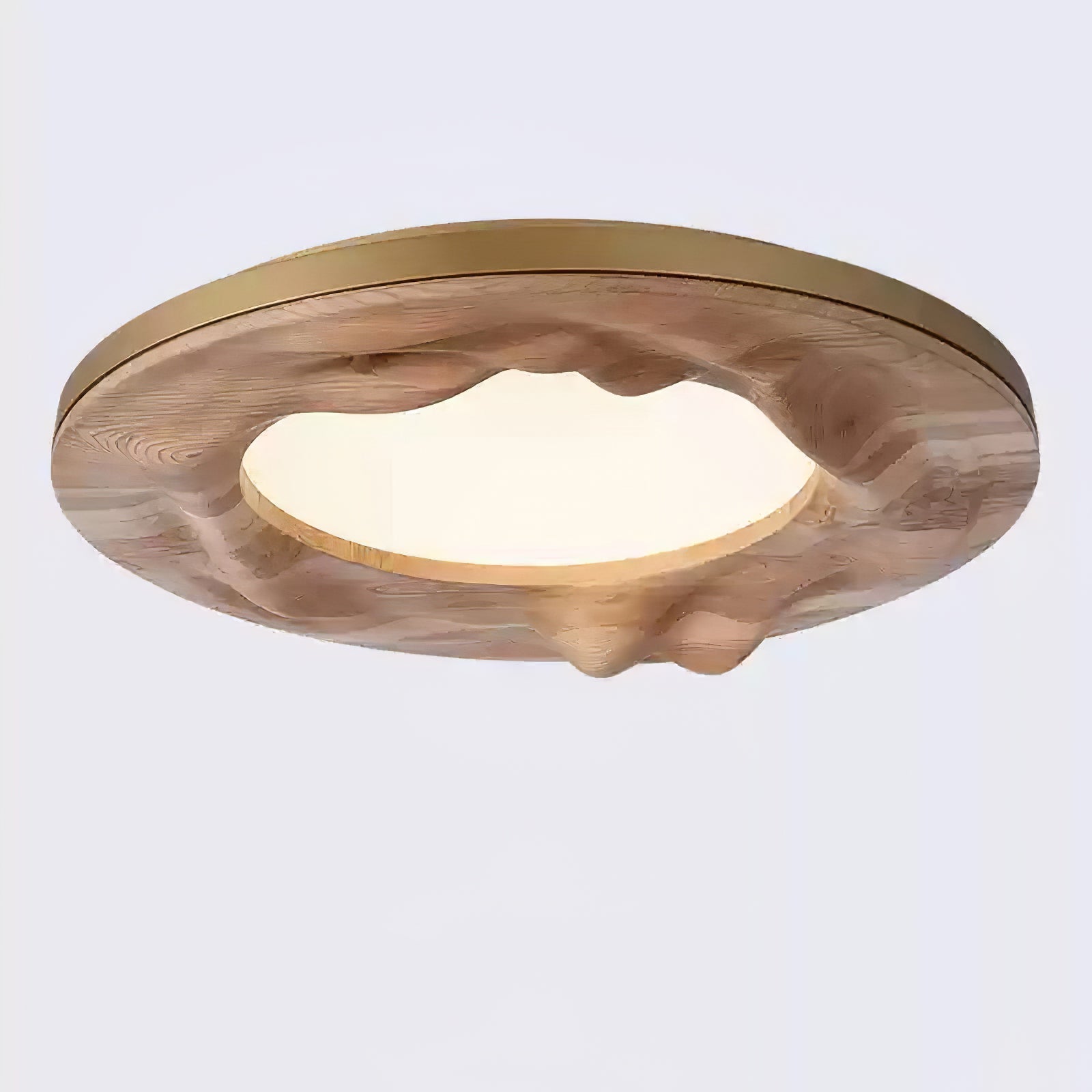 Modern Organic Circular Wood Flush Mount LED Ceiling Light for Living Room Bedroom