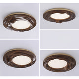 Modern Organic Circular Wood Flush Mount LED Ceiling Light for Living Room Bedroom