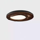 Modern Organic Circular Wood Flush Mount LED Ceiling Light for Living Room Bedroom