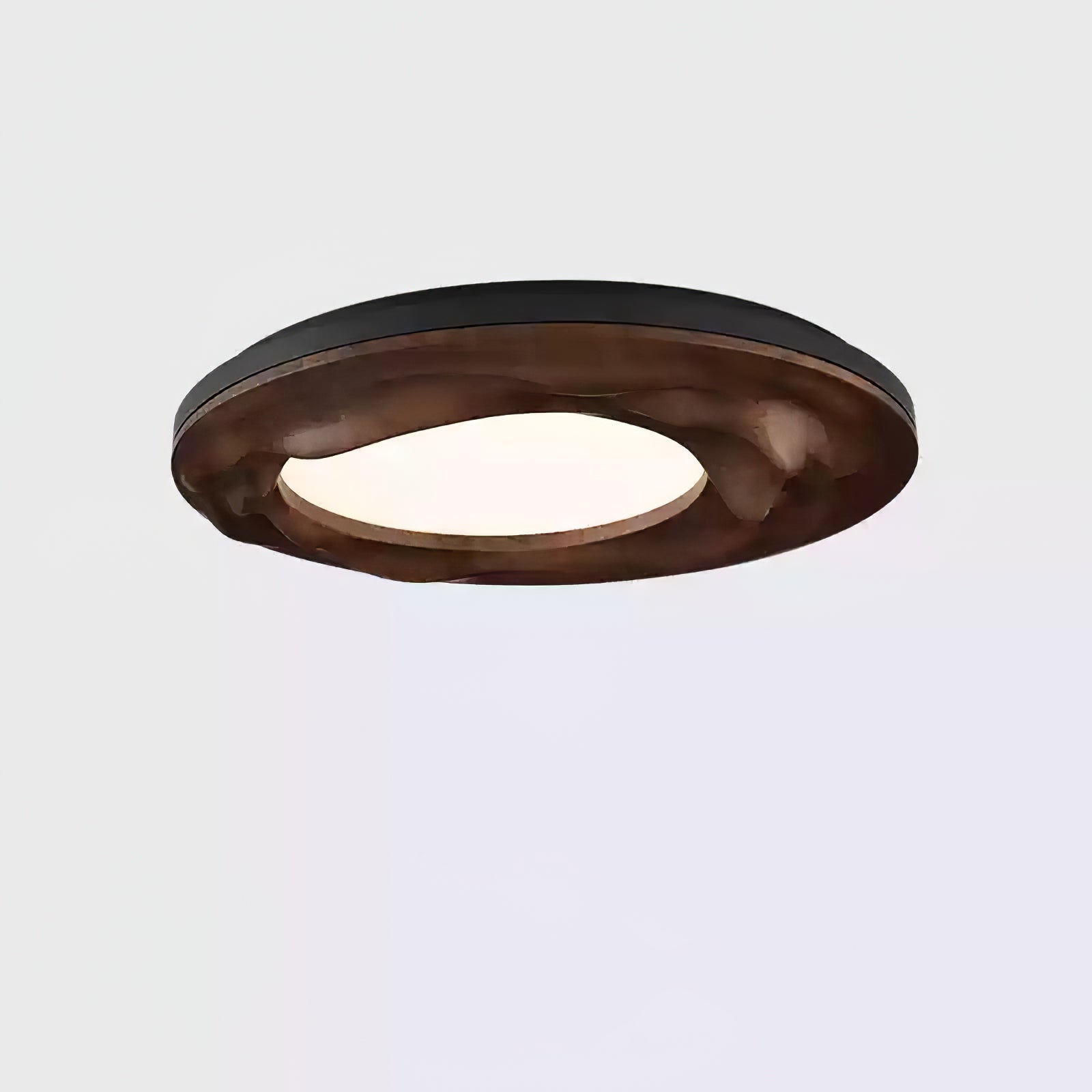 Modern Organic Circular Wood Flush Mount LED Ceiling Light for Living Room Bedroom