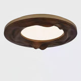 Modern Organic Circular Wood Flush Mount LED Ceiling Light for Living Room Bedroom