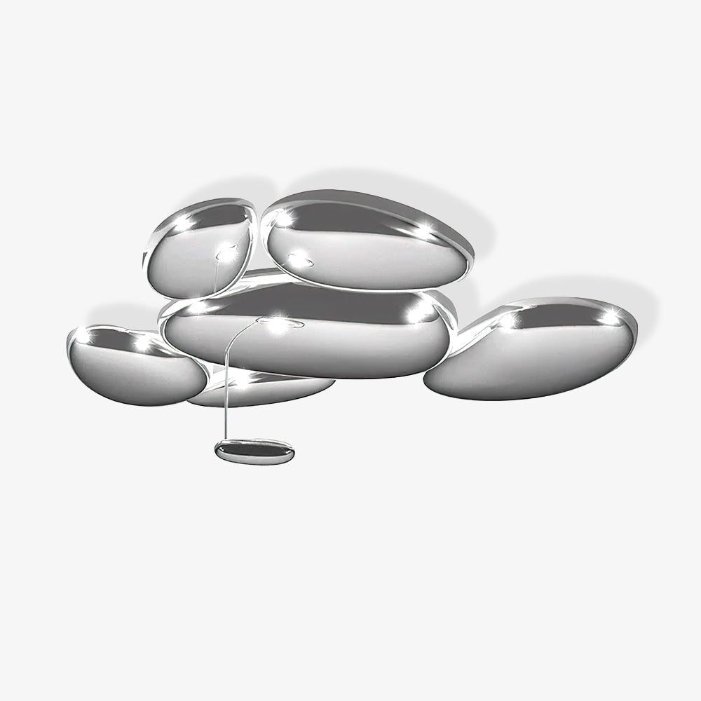 Modern Chrome Pebble LED Ceiling Light Biomorphic Reflective Flush Mount Lamp