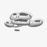 Modern Chrome Pebble LED Ceiling Light Biomorphic Reflective Flush Mount Lamp