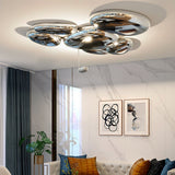 Modern Chrome Pebble LED Ceiling Light Biomorphic Reflective Flush Mount Lamp