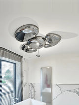 Modern Chrome Pebble LED Ceiling Light Biomorphic Reflective Flush Mount Lamp