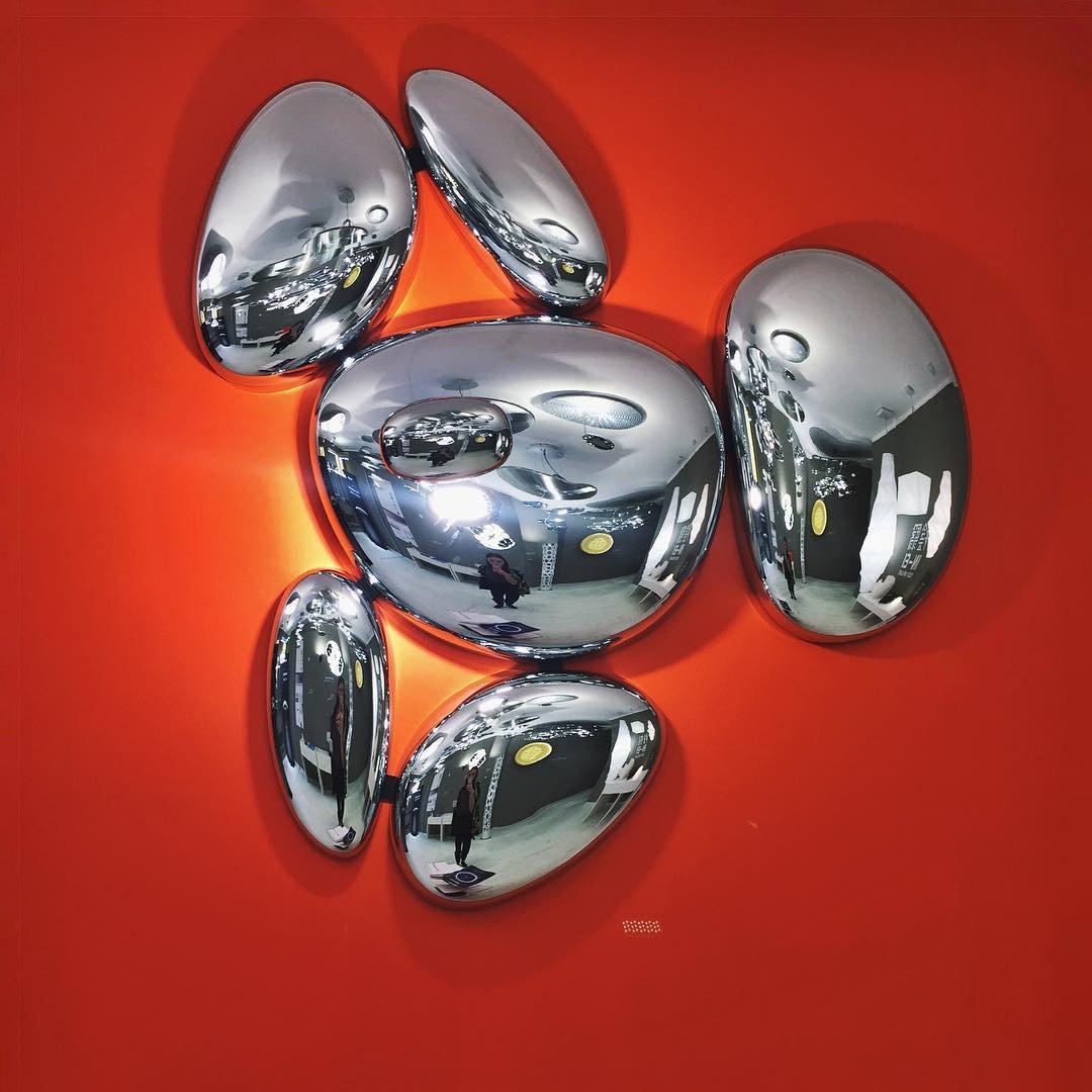 Modern Chrome Pebble LED Ceiling Light Biomorphic Reflective Flush Mount Lamp