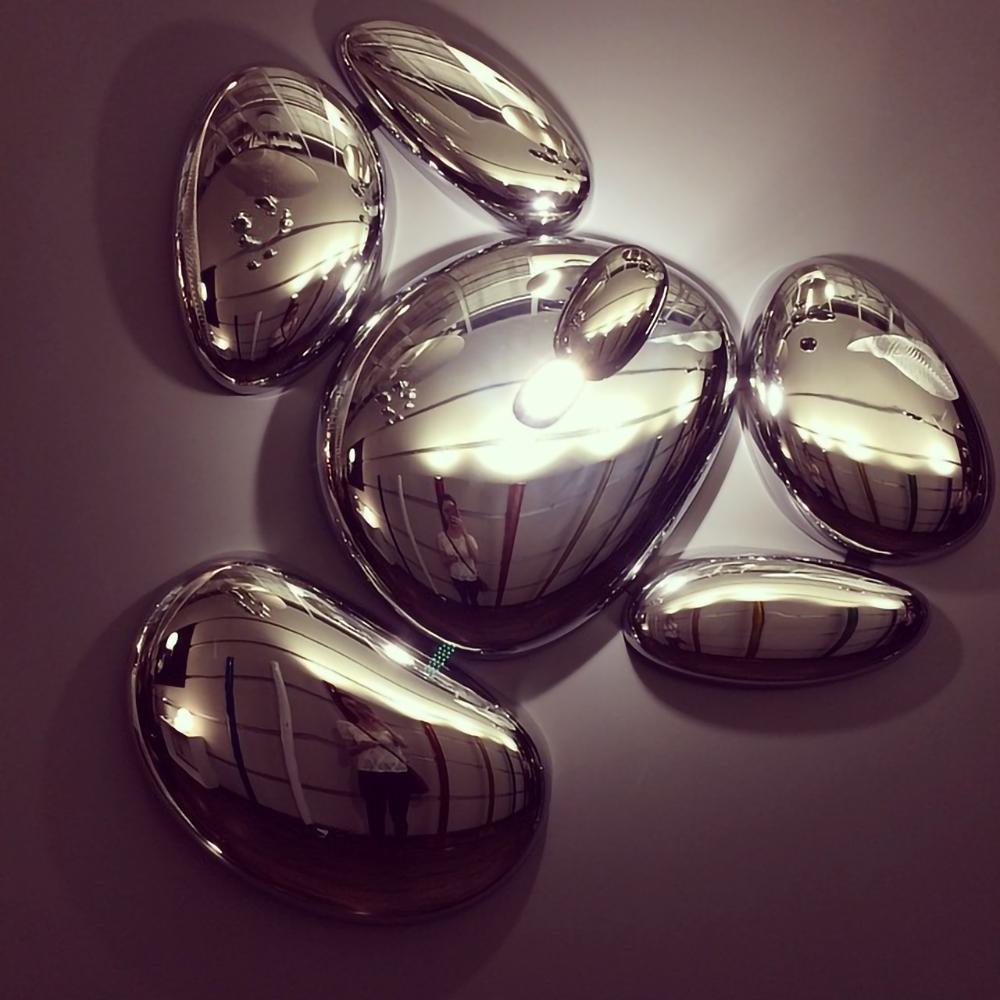 Modern Chrome Pebble LED Ceiling Light Biomorphic Reflective Flush Mount Lamp