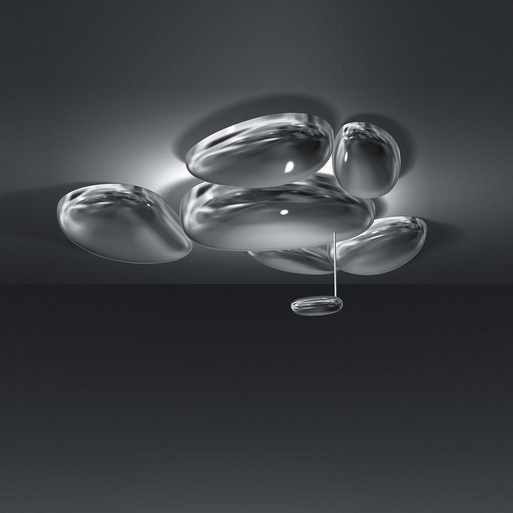 Modern Chrome Pebble LED Ceiling Light Biomorphic Reflective Flush Mount Lamp