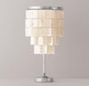 Modern Tiered Natural Shell Table Lamp with Silver Metal Frame for Coastal Decor