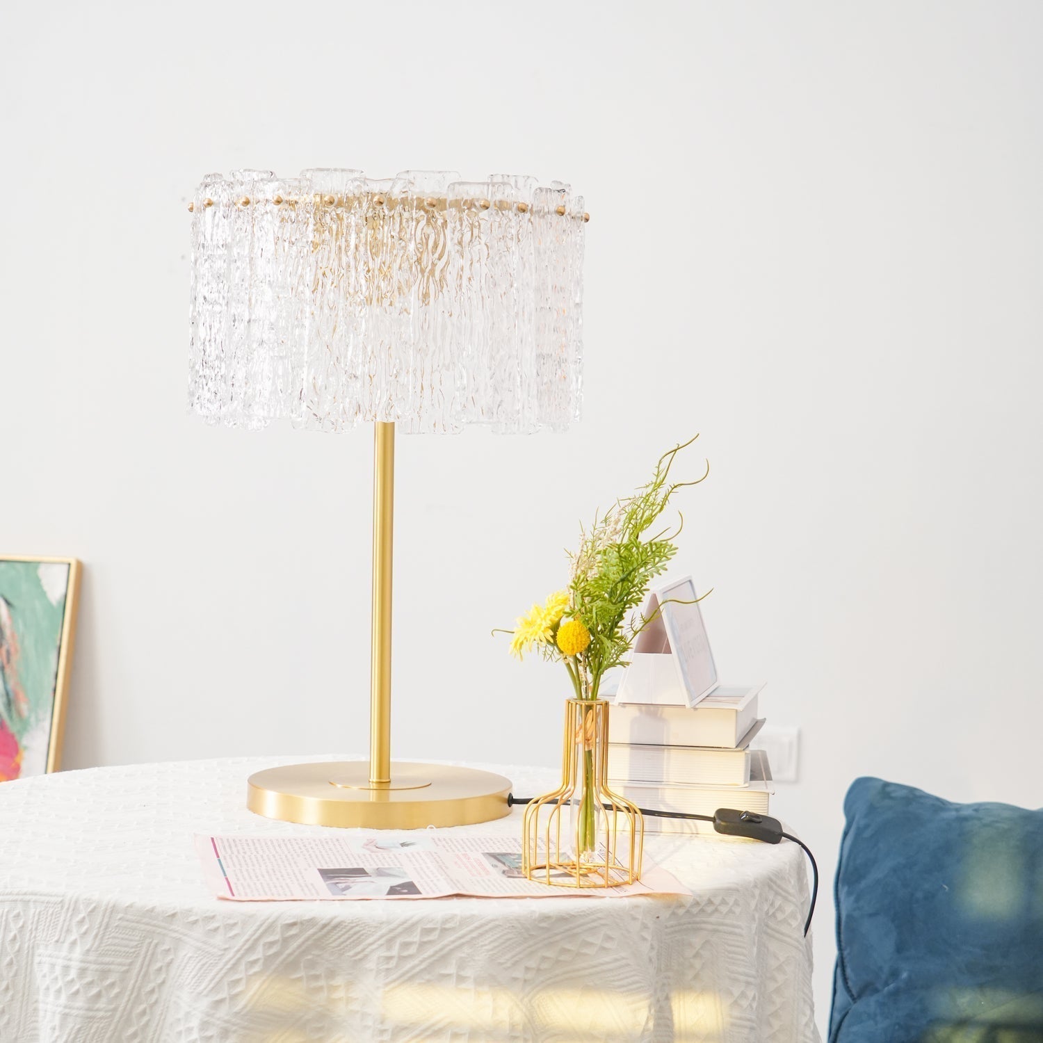 Skylar Modern Brass and Glass Table Lamp for Luxury Bedroom and Office Lighting