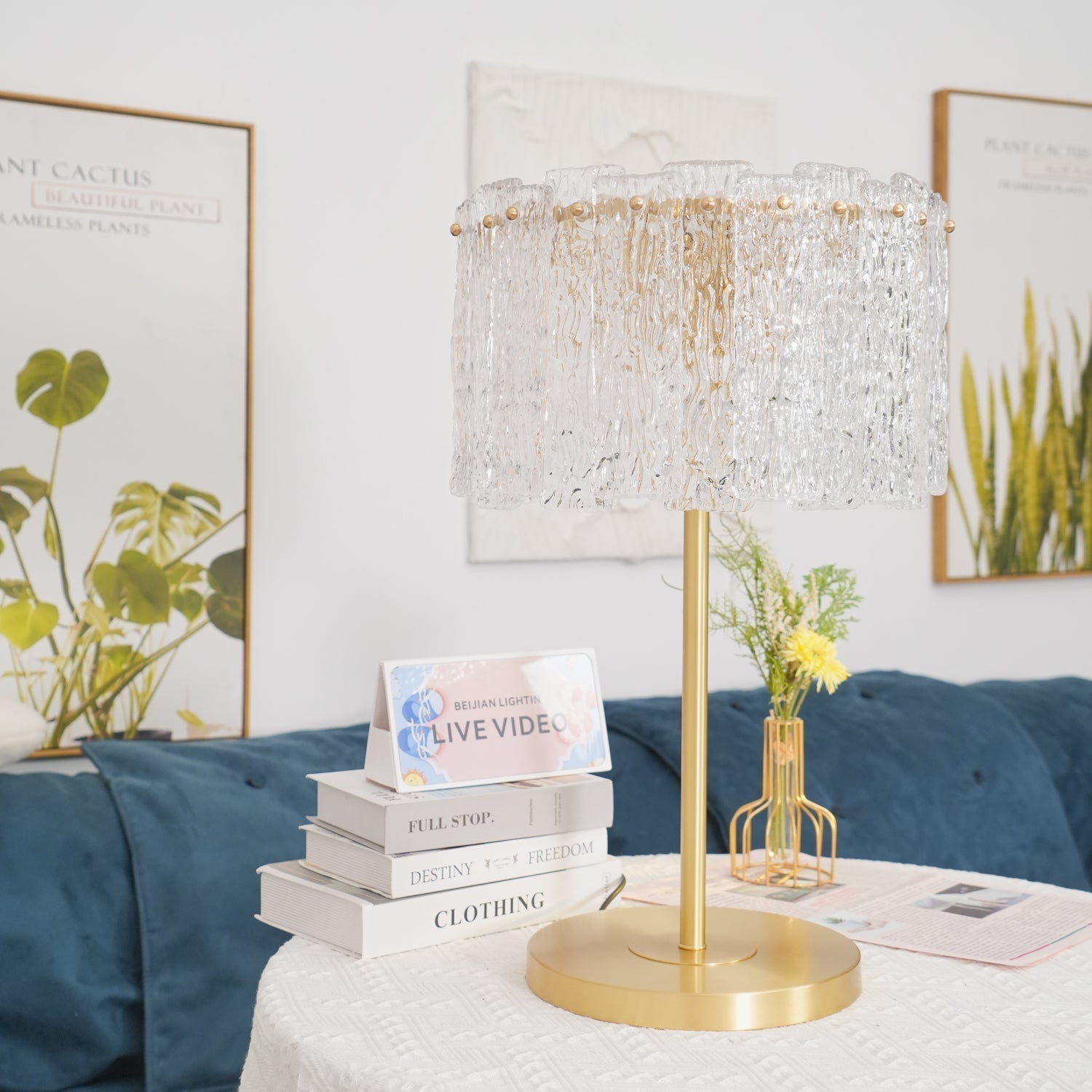 Skylar Modern Brass and Glass Table Lamp for Luxury Bedroom and Office Lighting