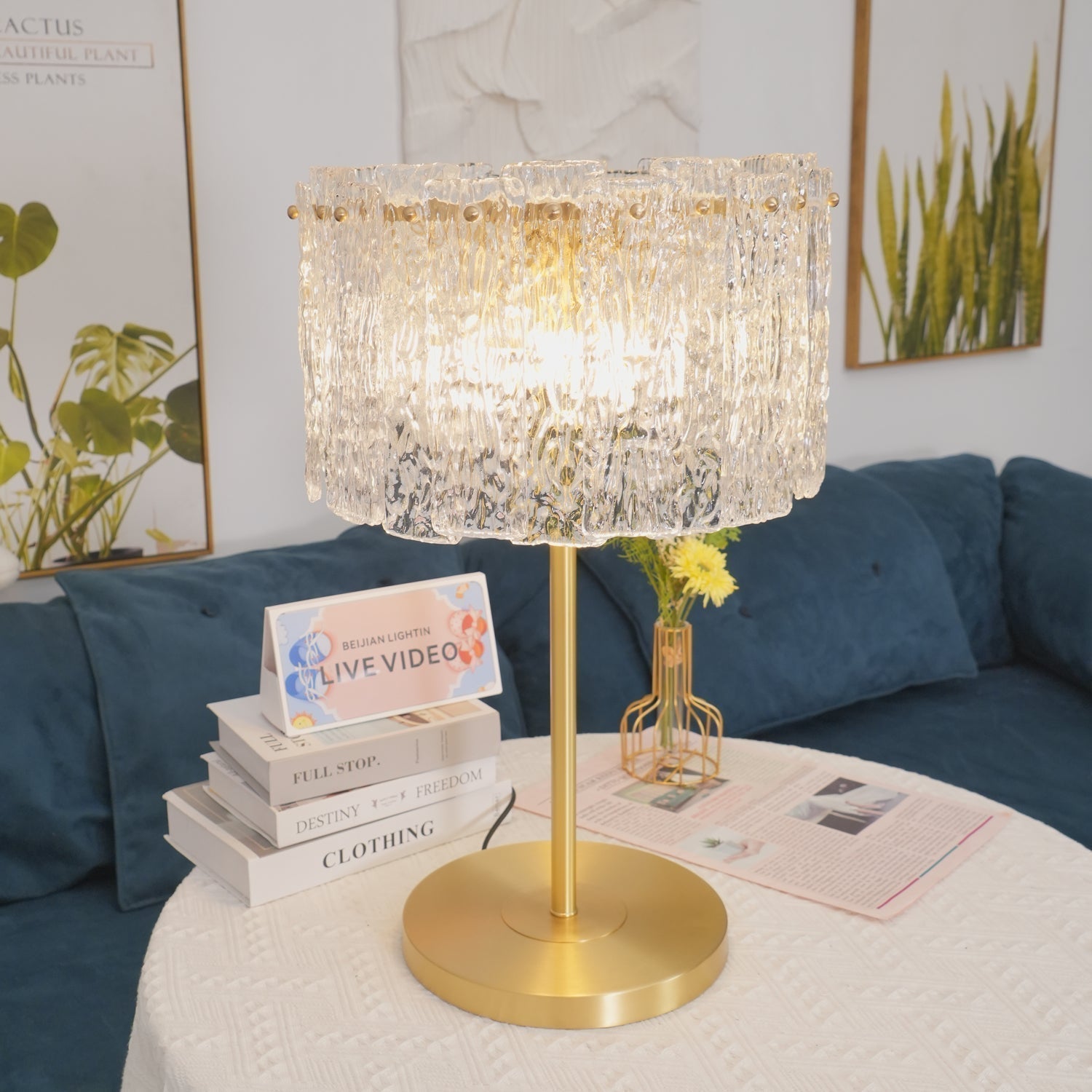 Skylar Modern Brass and Glass Table Lamp for Luxury Bedroom and Office Lighting