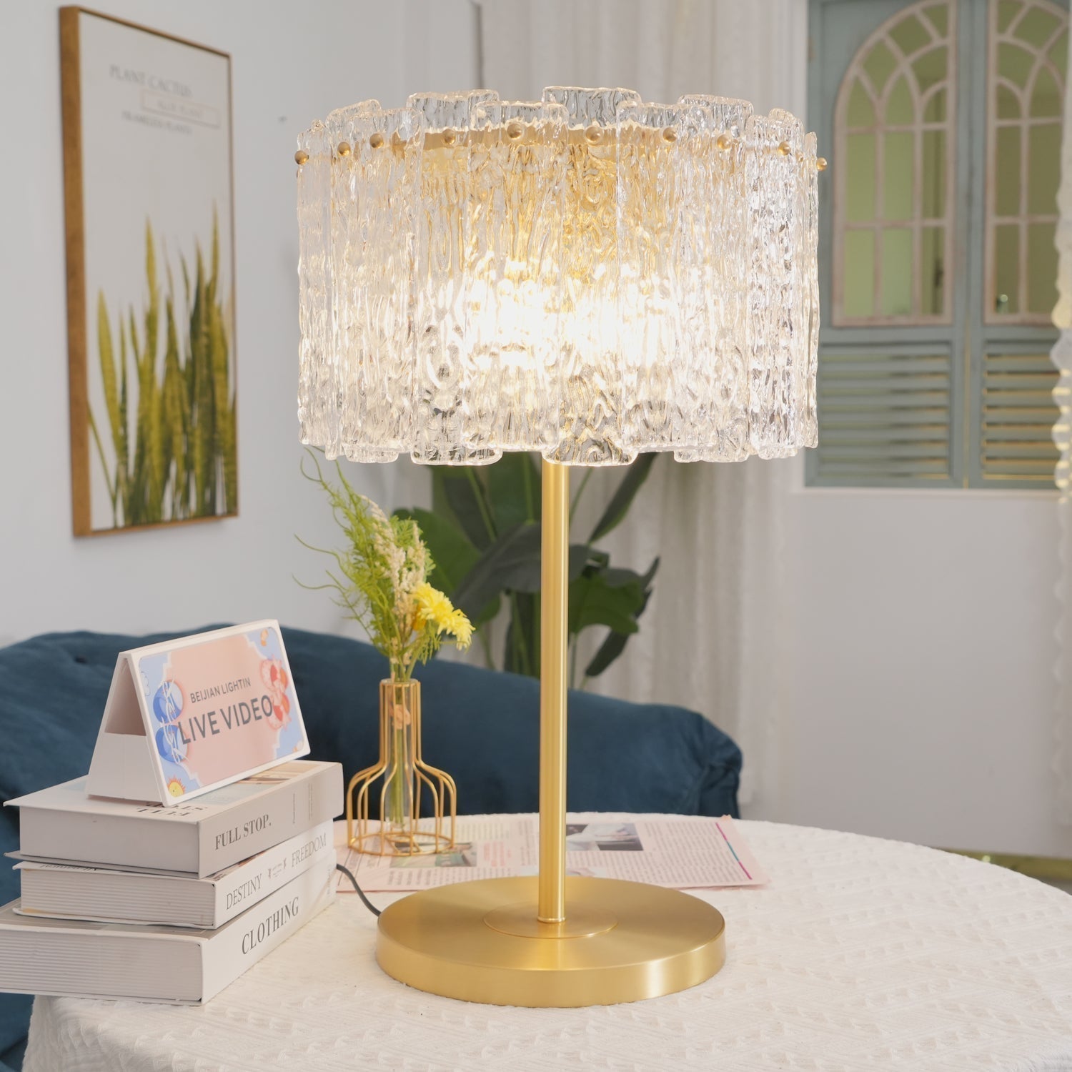 Skylar Modern Brass and Glass Table Lamp for Luxury Bedroom and Office Lighting