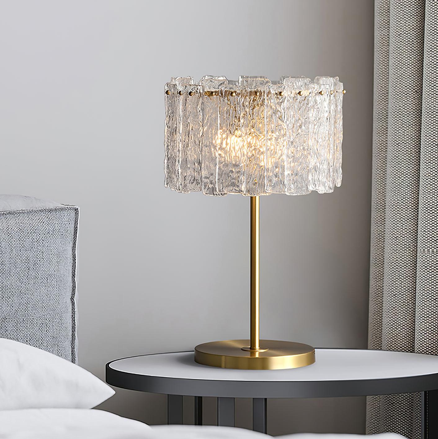 Skylar Modern Brass and Glass Table Lamp for Luxury Bedroom and Office Lighting