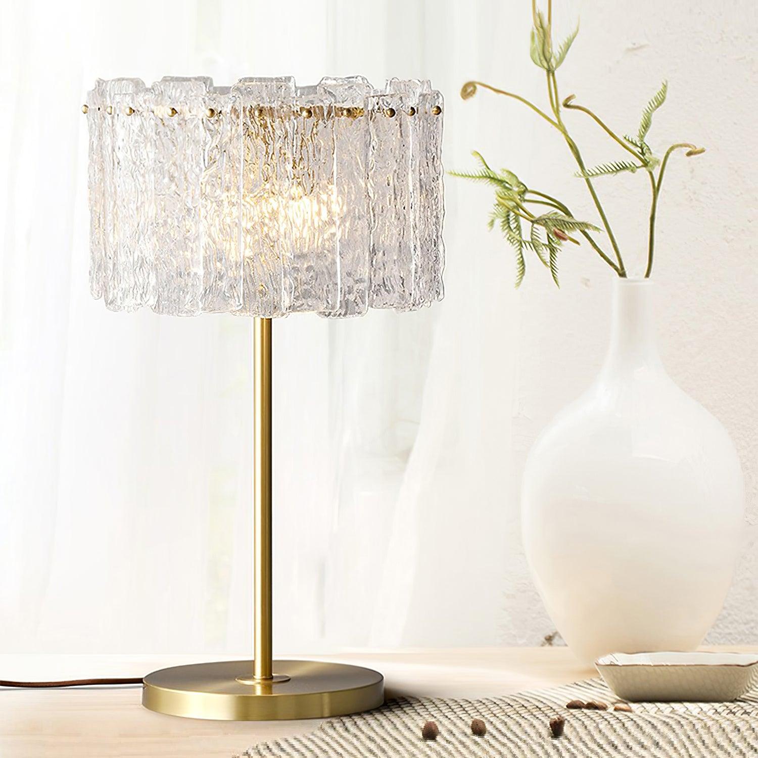 Skylar Modern Brass and Glass Table Lamp for Luxury Bedroom and Office Lighting