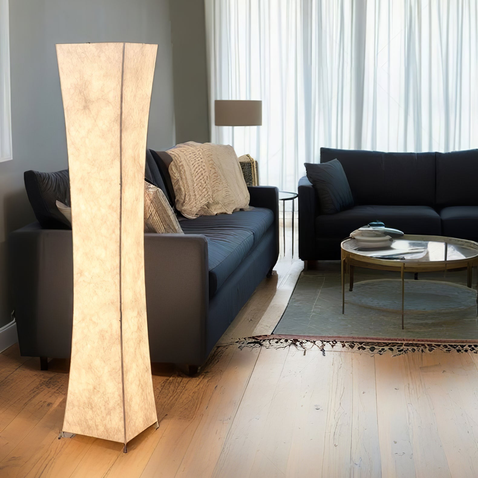 Modern Tall Slim Waist Tower Floor Lamp LED Standing Light for Bedroom and Office