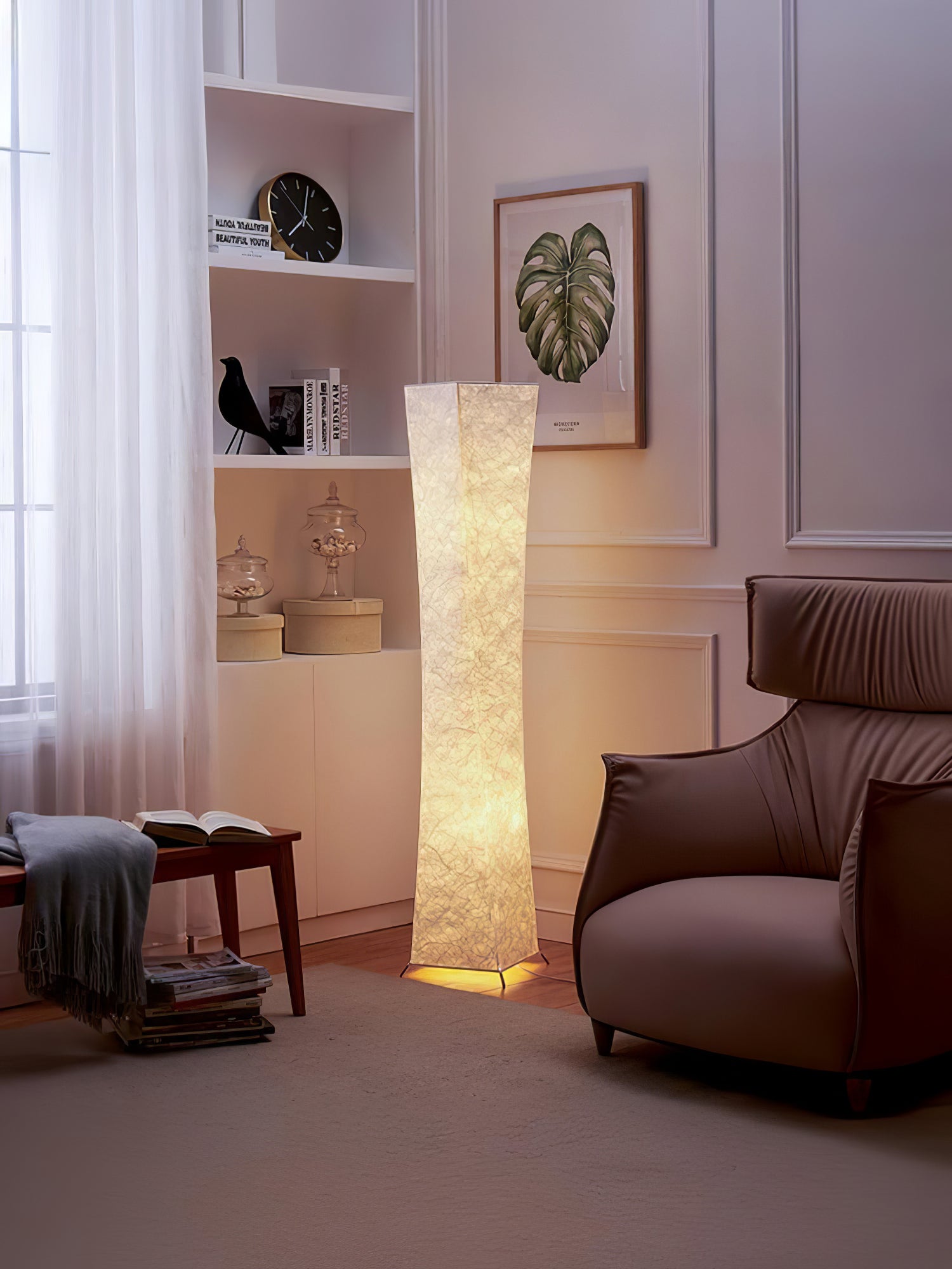 Modern Tall Slim Waist Tower Floor Lamp LED Standing Light for Bedroom and Office