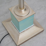 Art Deco Resin Floor Lamp with Fluted Base and White Fabric Shade for Home Decor