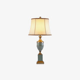 Art Deco Fluted Resin Table Lamp with Fabric Shade for Elegant Home Decor