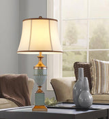 Art Deco Fluted Resin Table Lamp with Fabric Shade for Elegant Home Decor